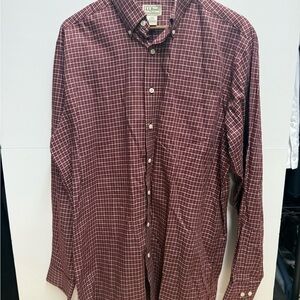 L.L. Bean Men's Burgundy Checkered Shirt